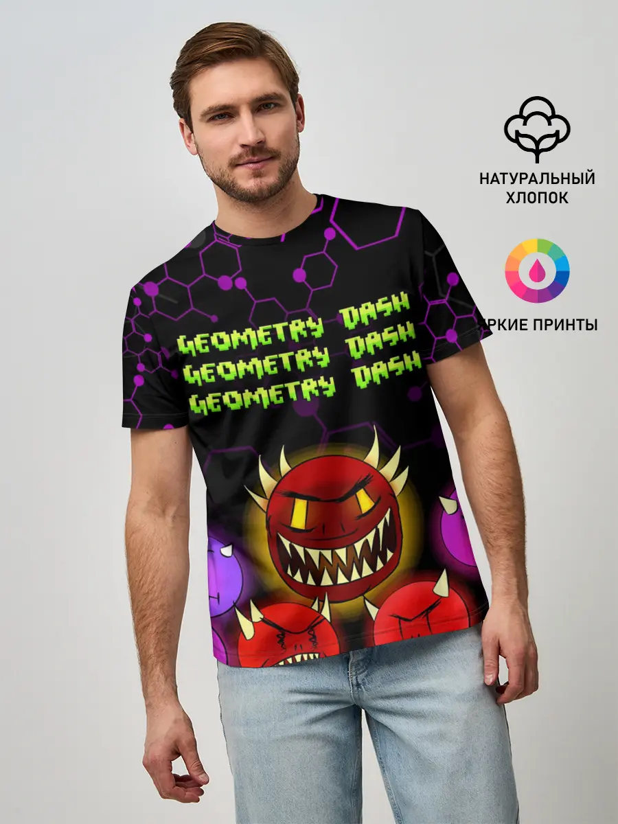 Мужская базовая футболка / GEOMETRY DASH DEMONS / ДЕМОНЫ