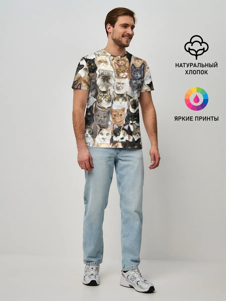 Мужская базовая футболка / Котики смешные