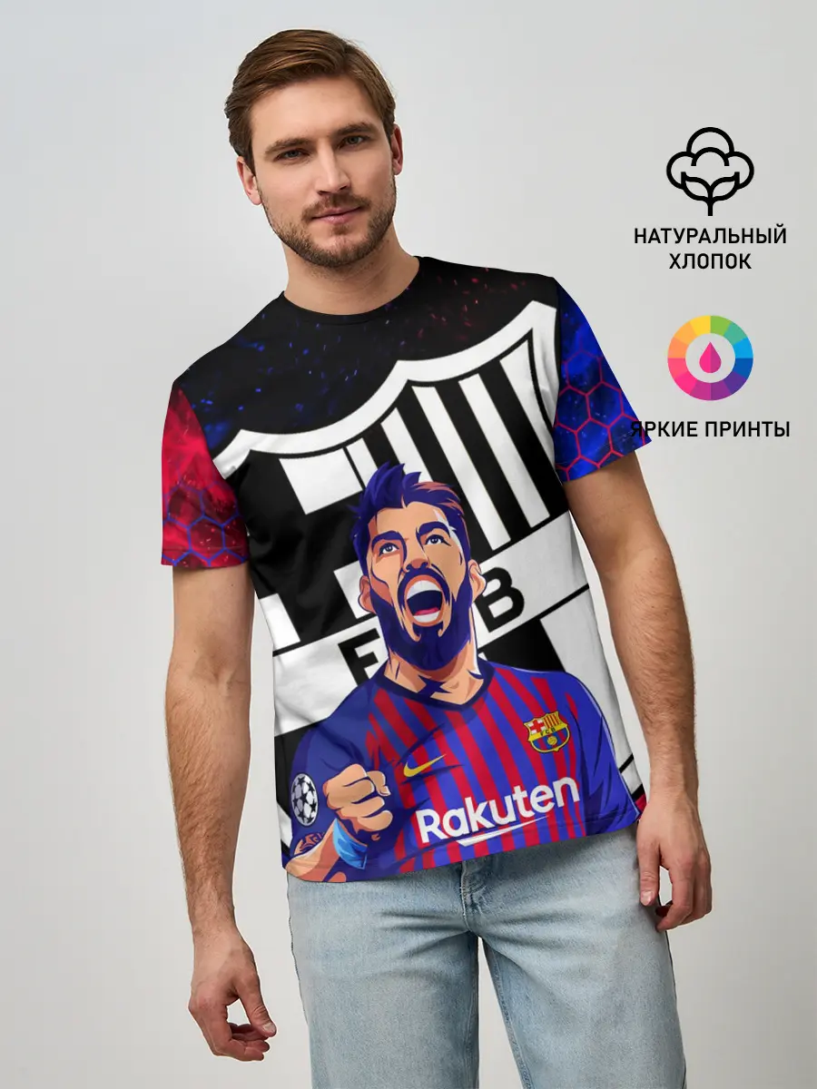 Мужская базовая футболка / ЛУИС СУАРЕС / БАРСЕЛОНА