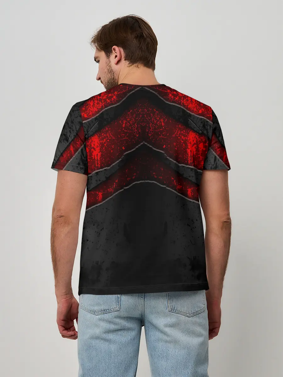 Мужская базовая футболка / Black & Red Metal