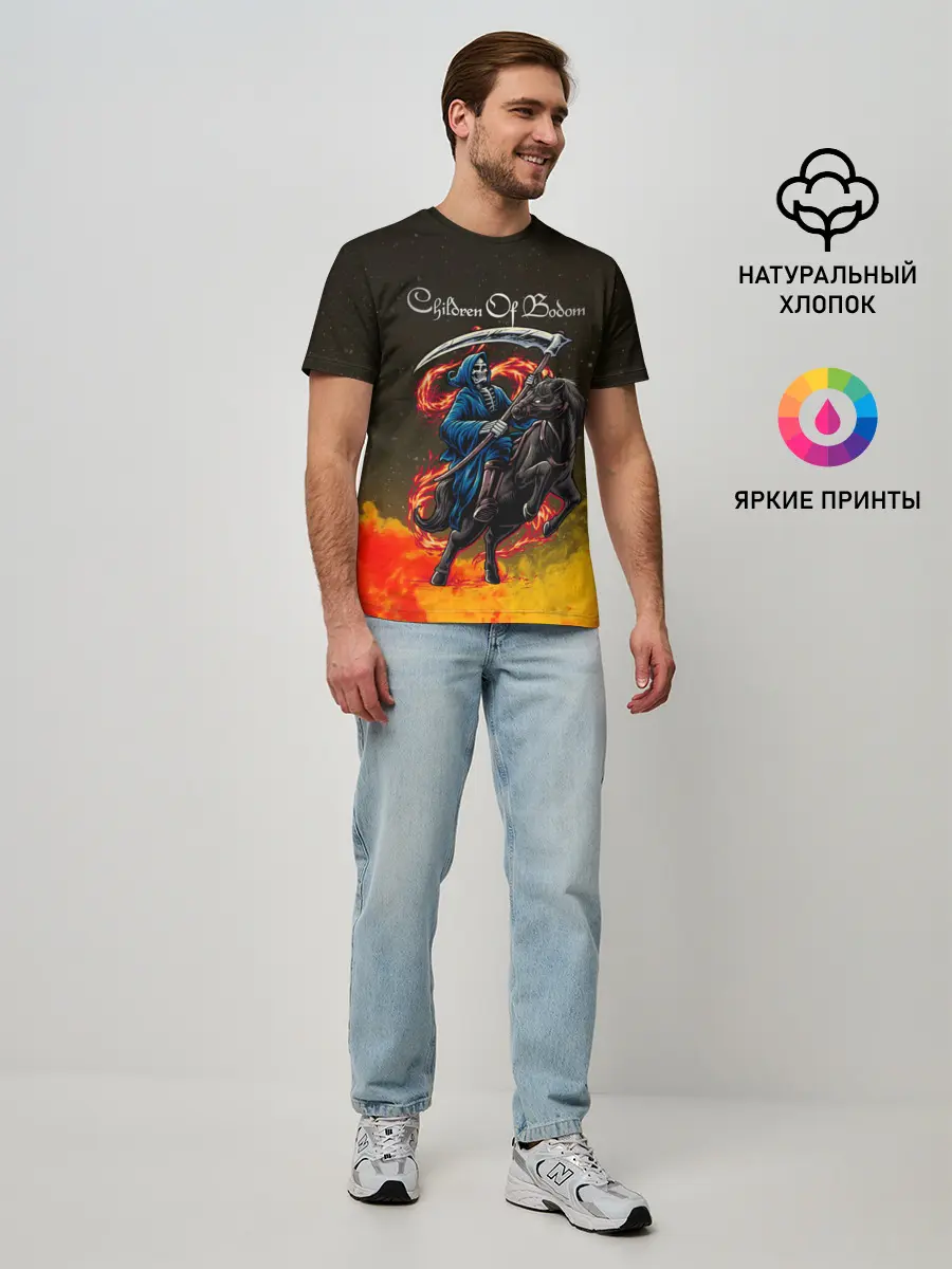 Мужская базовая футболка / Children of Bodom | Skeleton on a horse