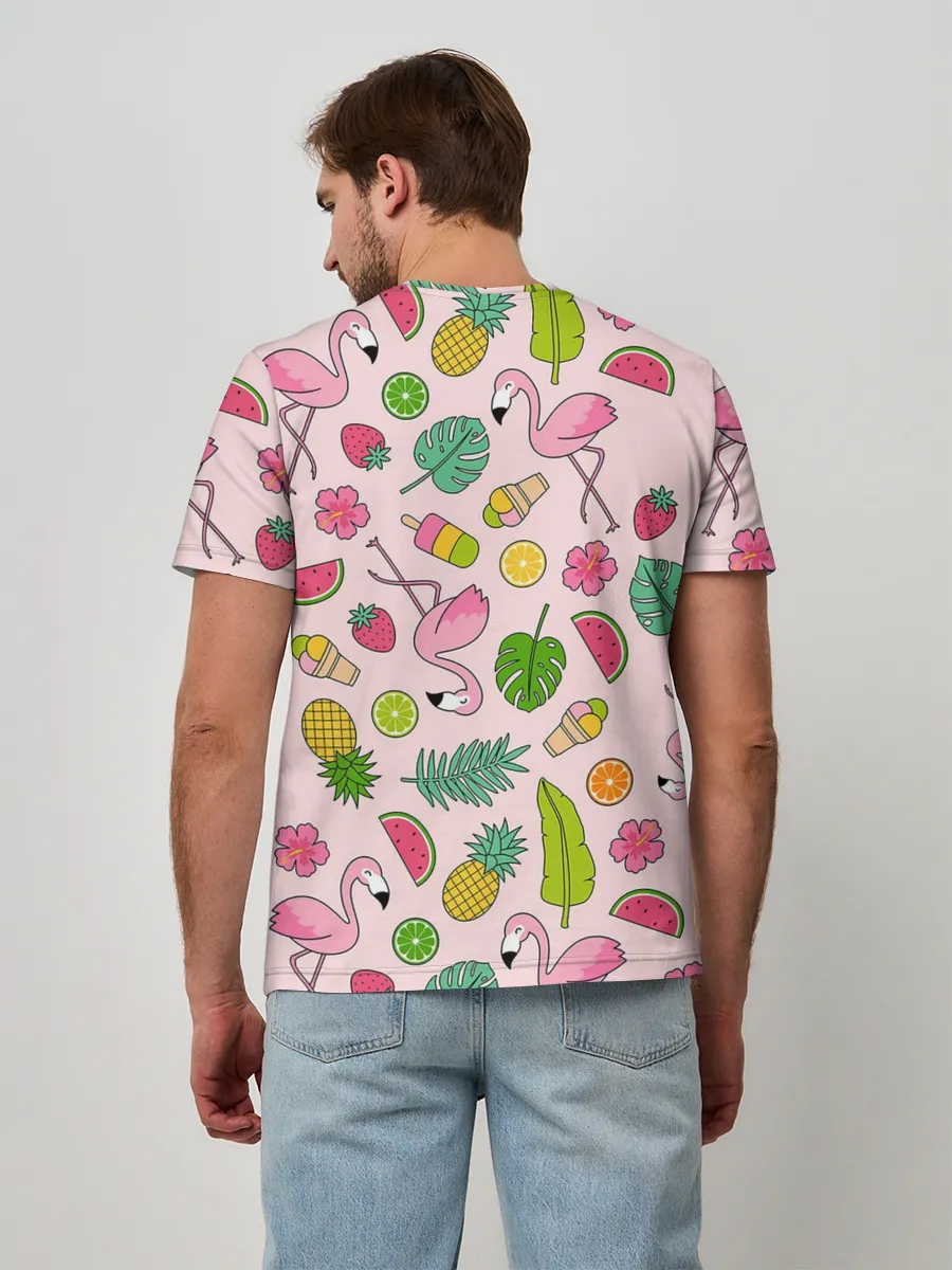 Мужская базовая футболка / Фламинго | Лето