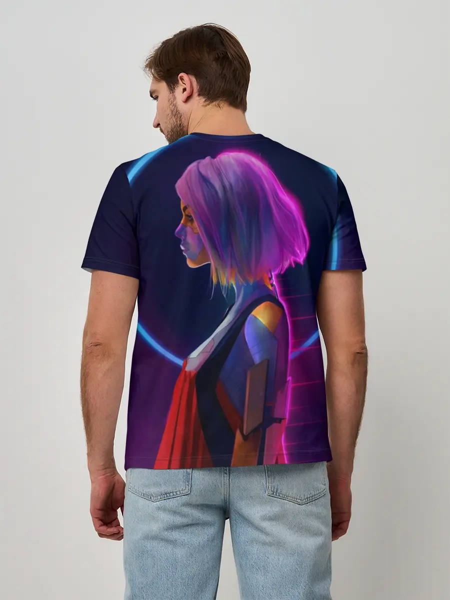 Мужская базовая футболка / Девушка в неоне