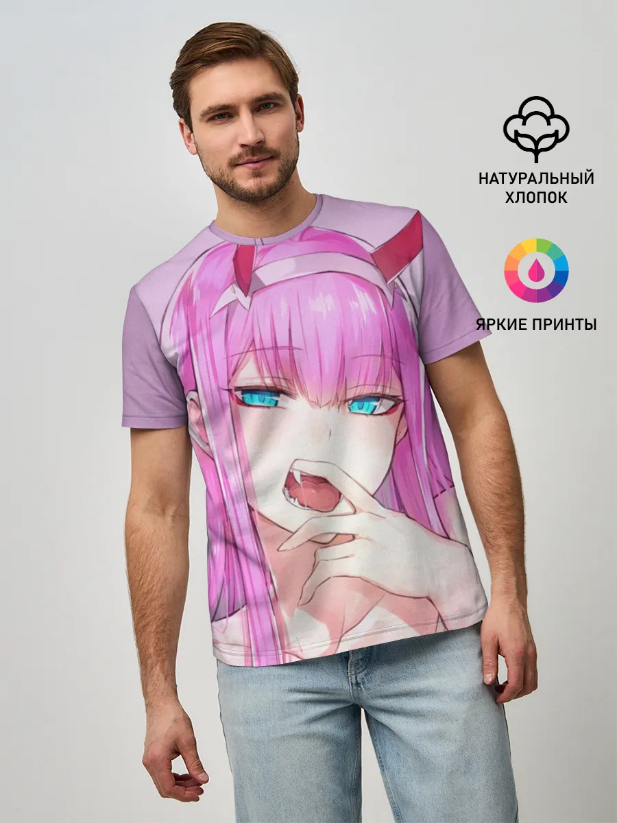 Мужская базовая футболка / ахегао зеро ту