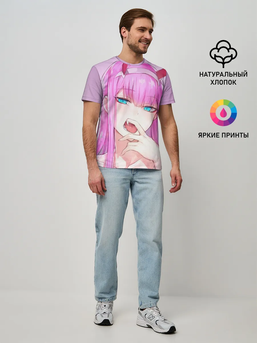 Мужская базовая футболка / ахегао зеро ту