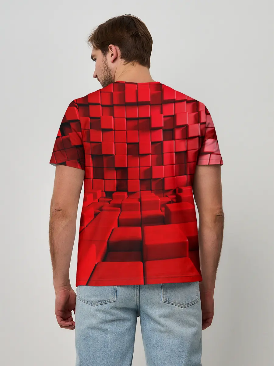 Мужская базовая футболка / 3D кубики