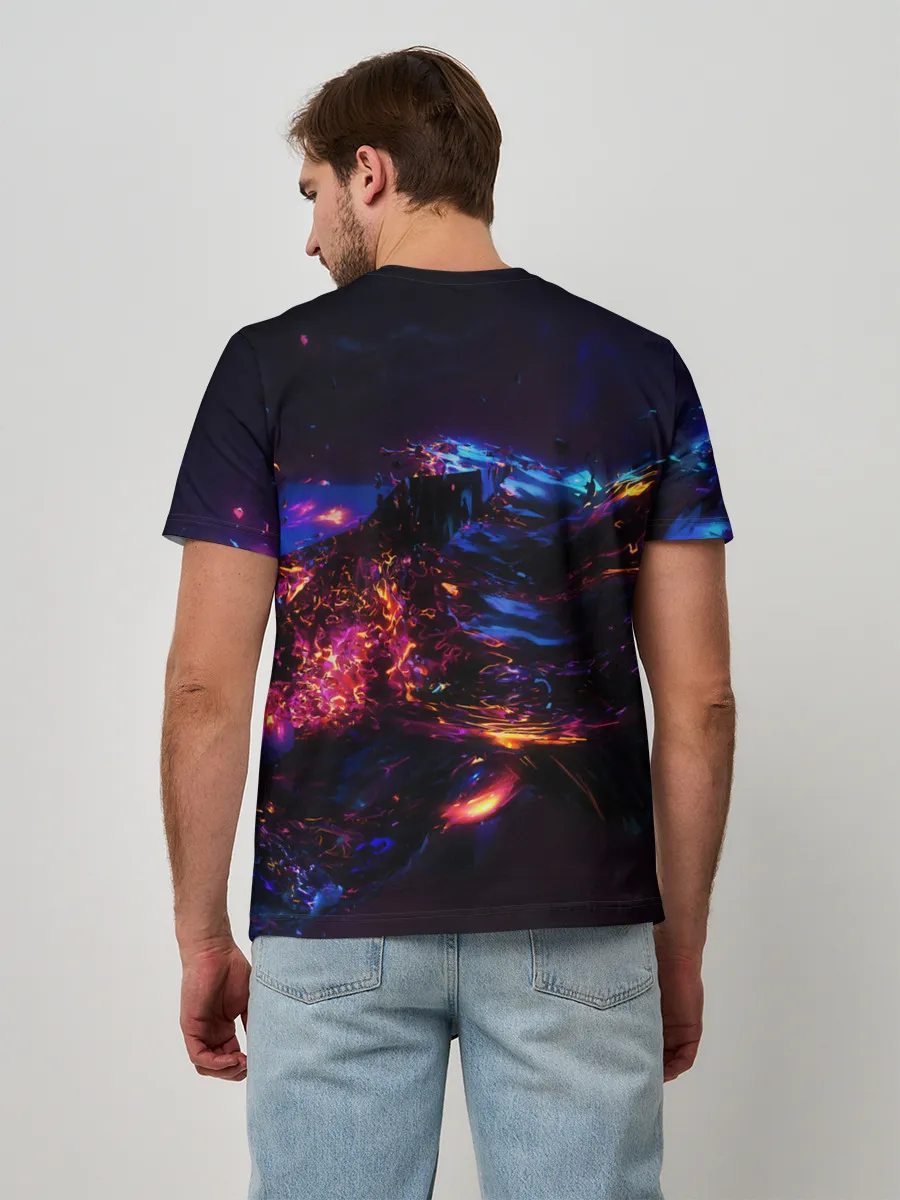 Мужская базовая футболка / ФРАКТАЛЬНЫЙ НЕОН