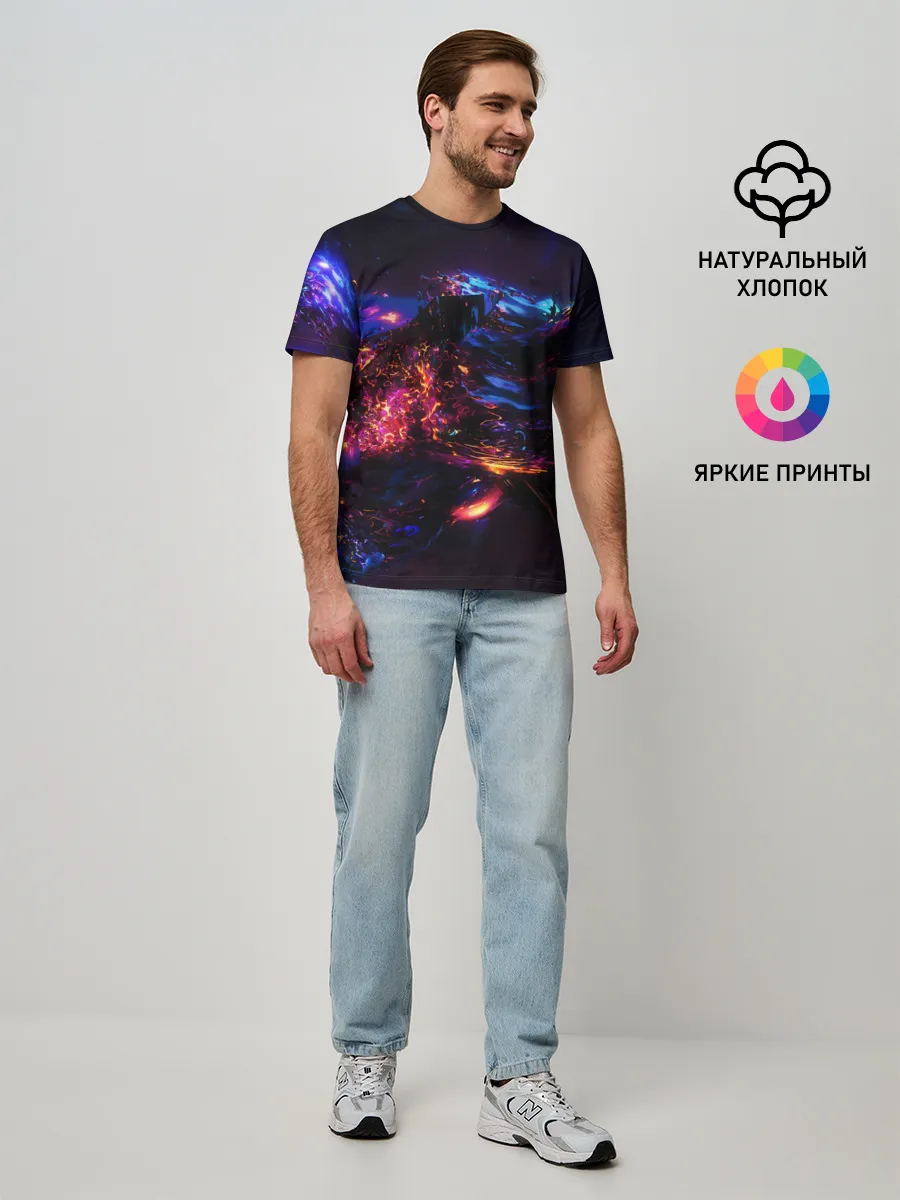 Мужская базовая футболка / ФРАКТАЛЬНЫЙ НЕОН