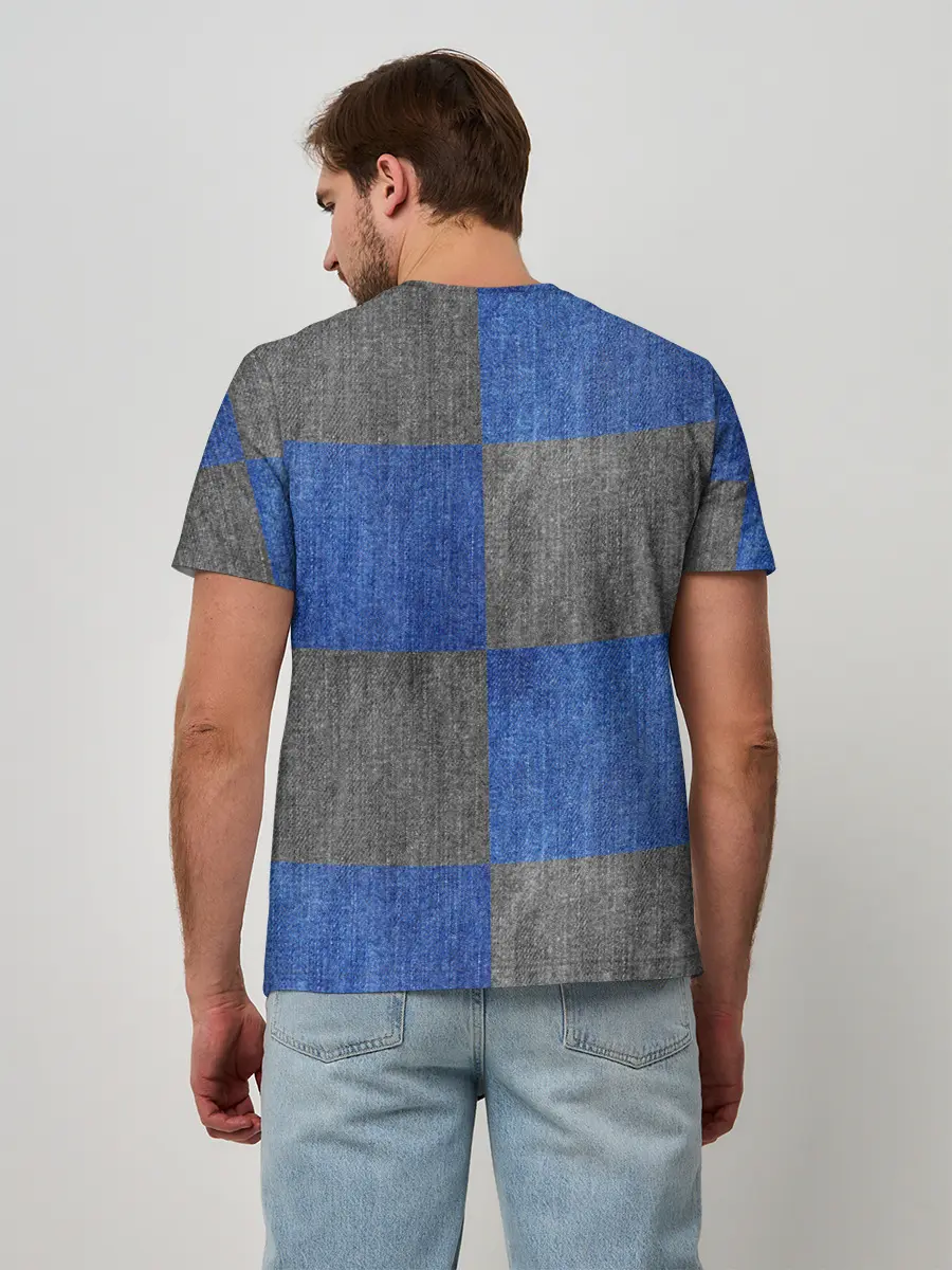 Мужская базовая футболка / Denim Patchwork