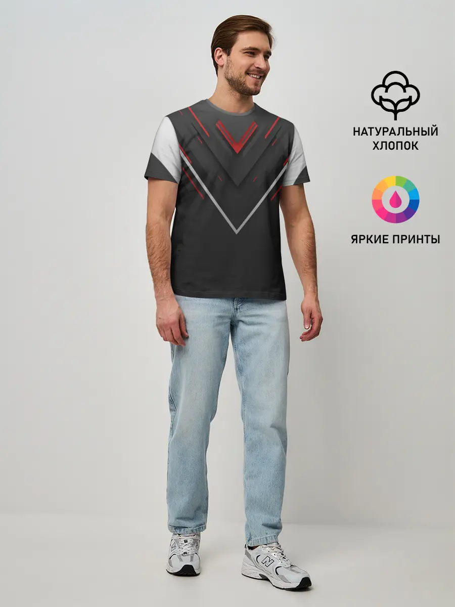 Мужская базовая футболка / футуристический вектор