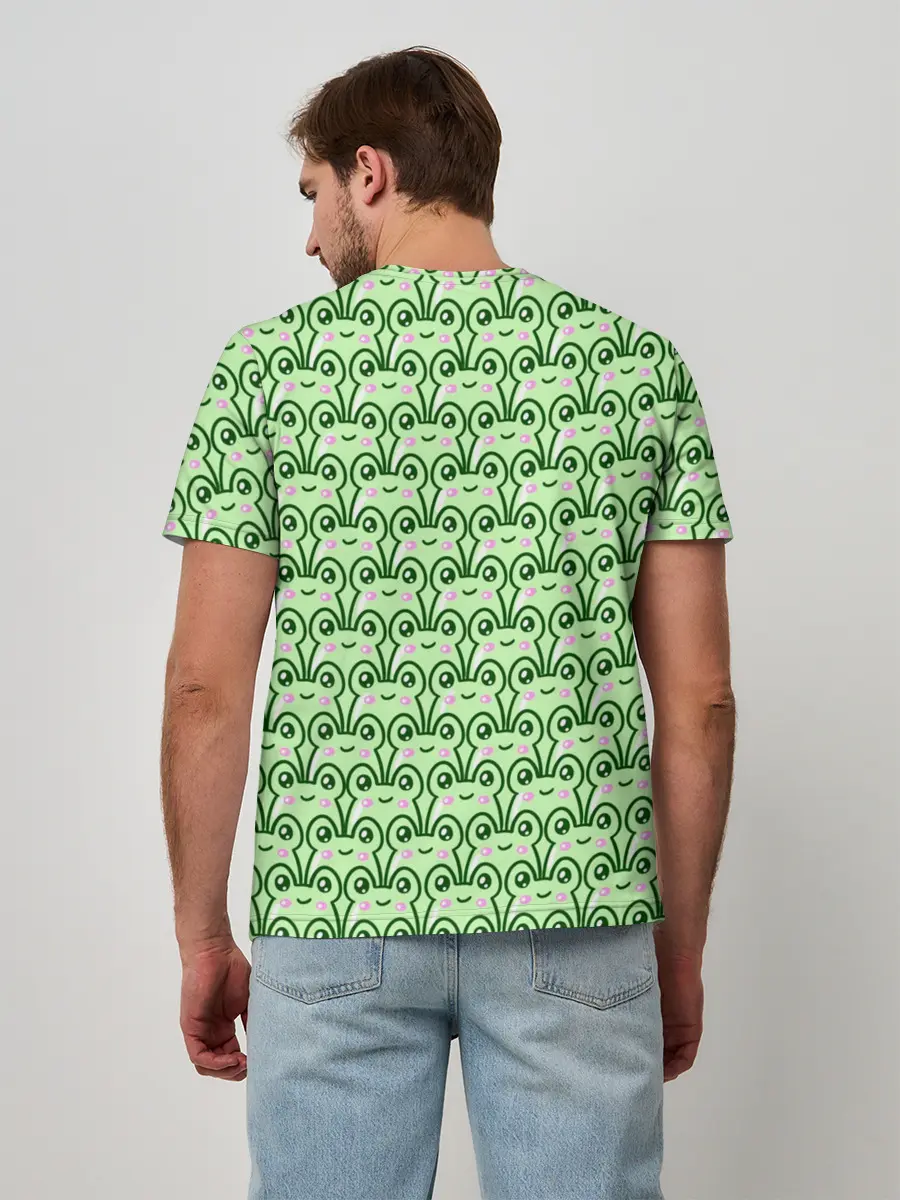 Мужская базовая футболка / милые лягушки