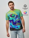 Мужская базовая футболка / Neon skull