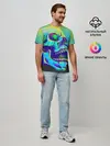 Мужская базовая футболка / Neon skull