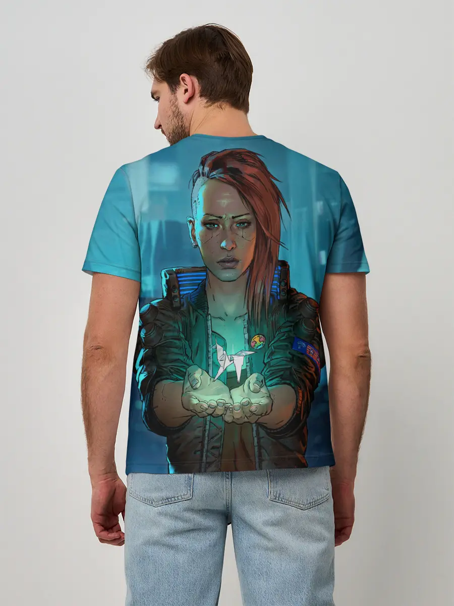 Мужская базовая футболка / cuberpunk 2077 melisa