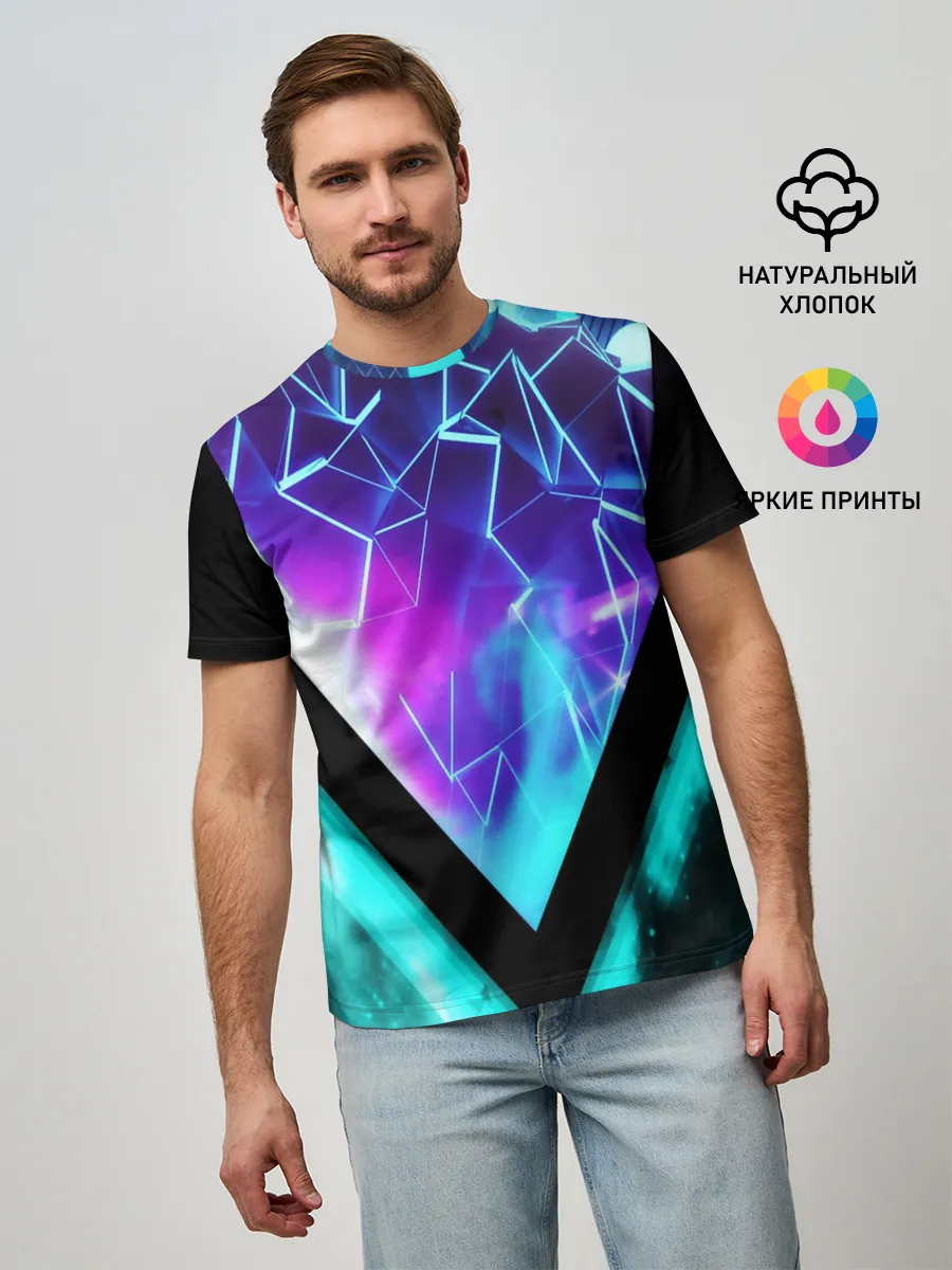 Мужская базовая футболка / NEON GEOMETRY