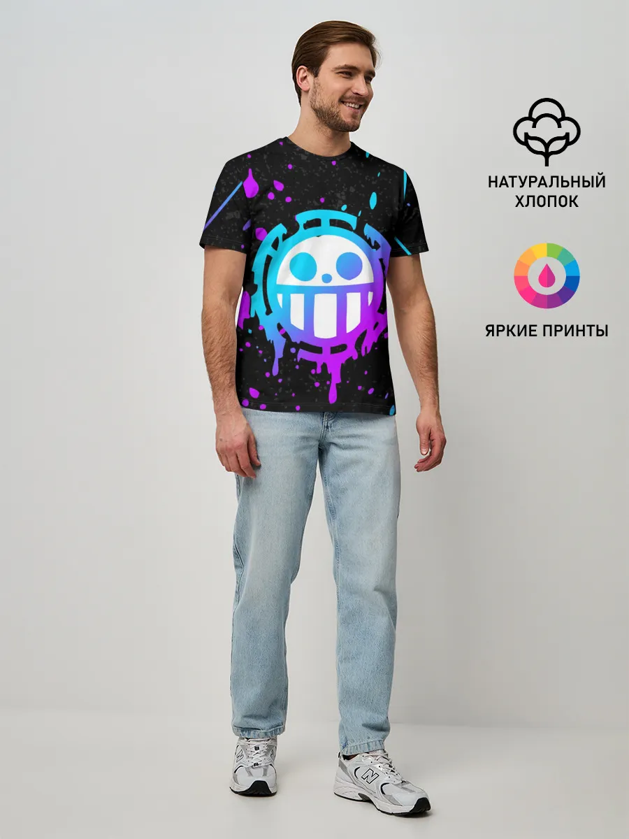 Мужская базовая футболка / ONE PIECE / ВАН ПИС / НЕОН
