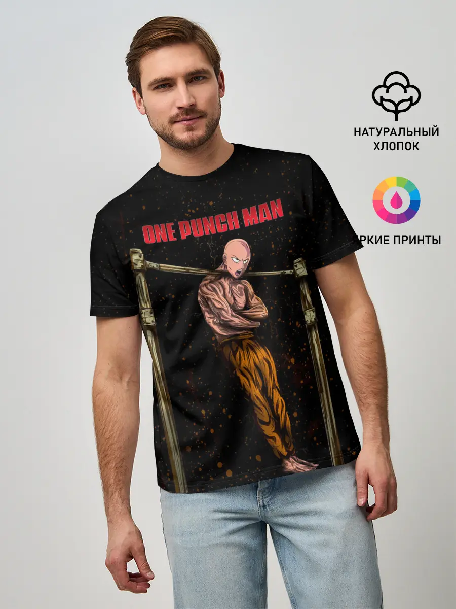 Мужская базовая футболка / One Punch-Man Сайтама турникимэн