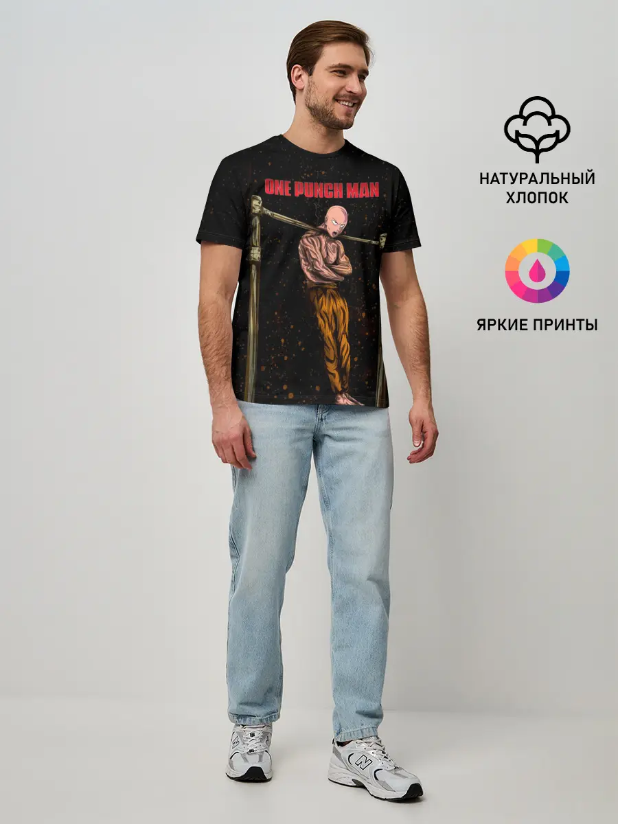 Мужская базовая футболка / One Punch-Man Сайтама турникимэн