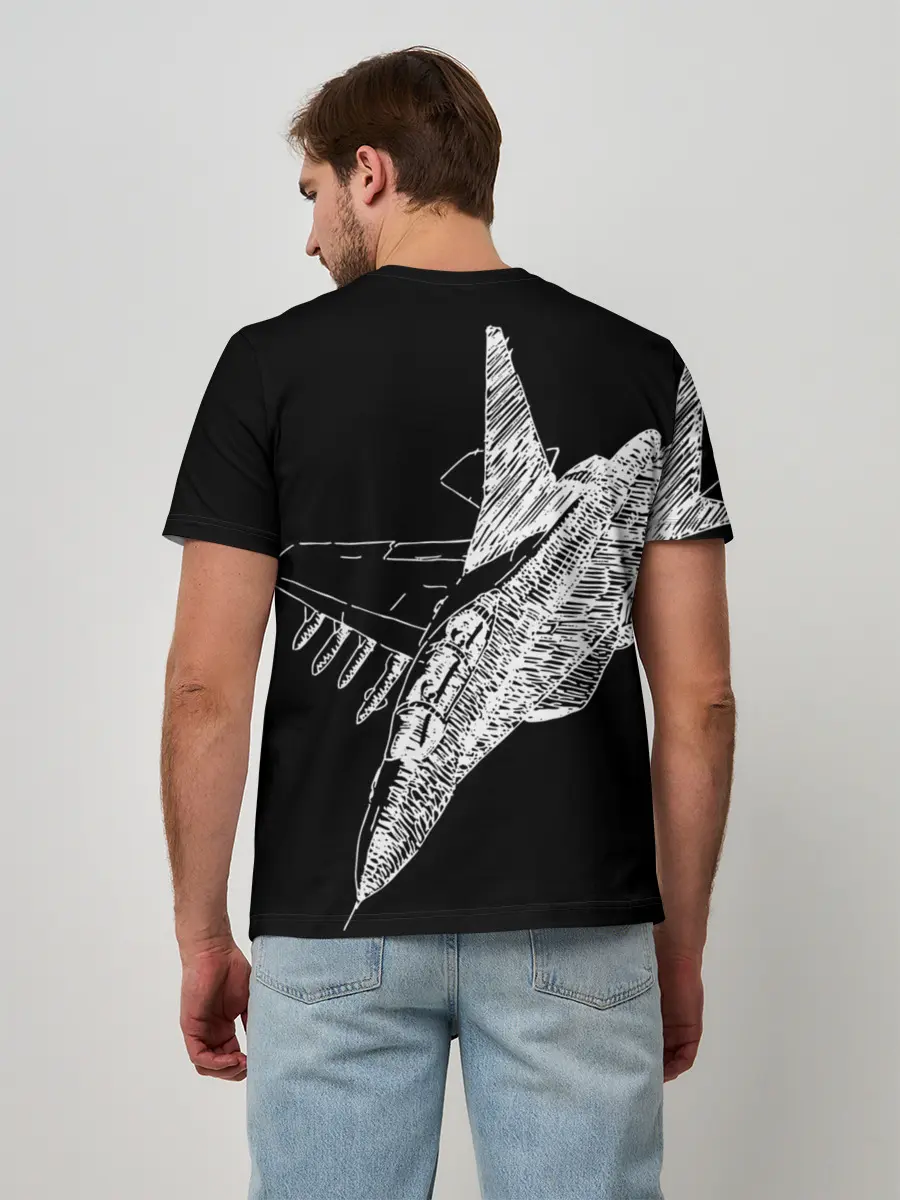 Мужская базовая футболка / Истребитель штрихом ВВС России