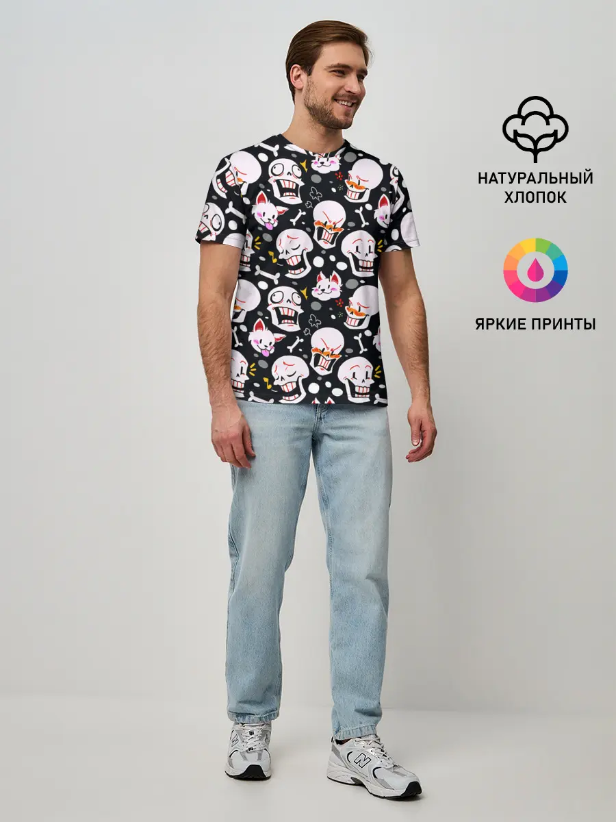 Мужская базовая футболка / Черепа и Котики