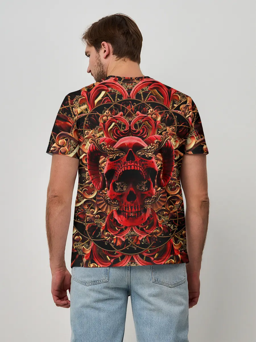 Мужская базовая футболка / Череп красного демона