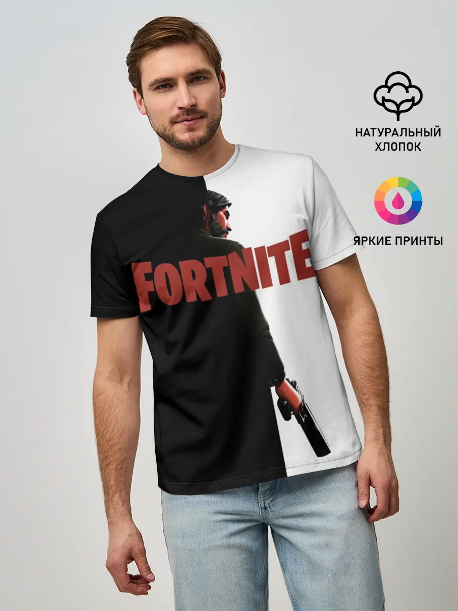 Мужская базовая футболка / The Reaper Half Black Fortnite