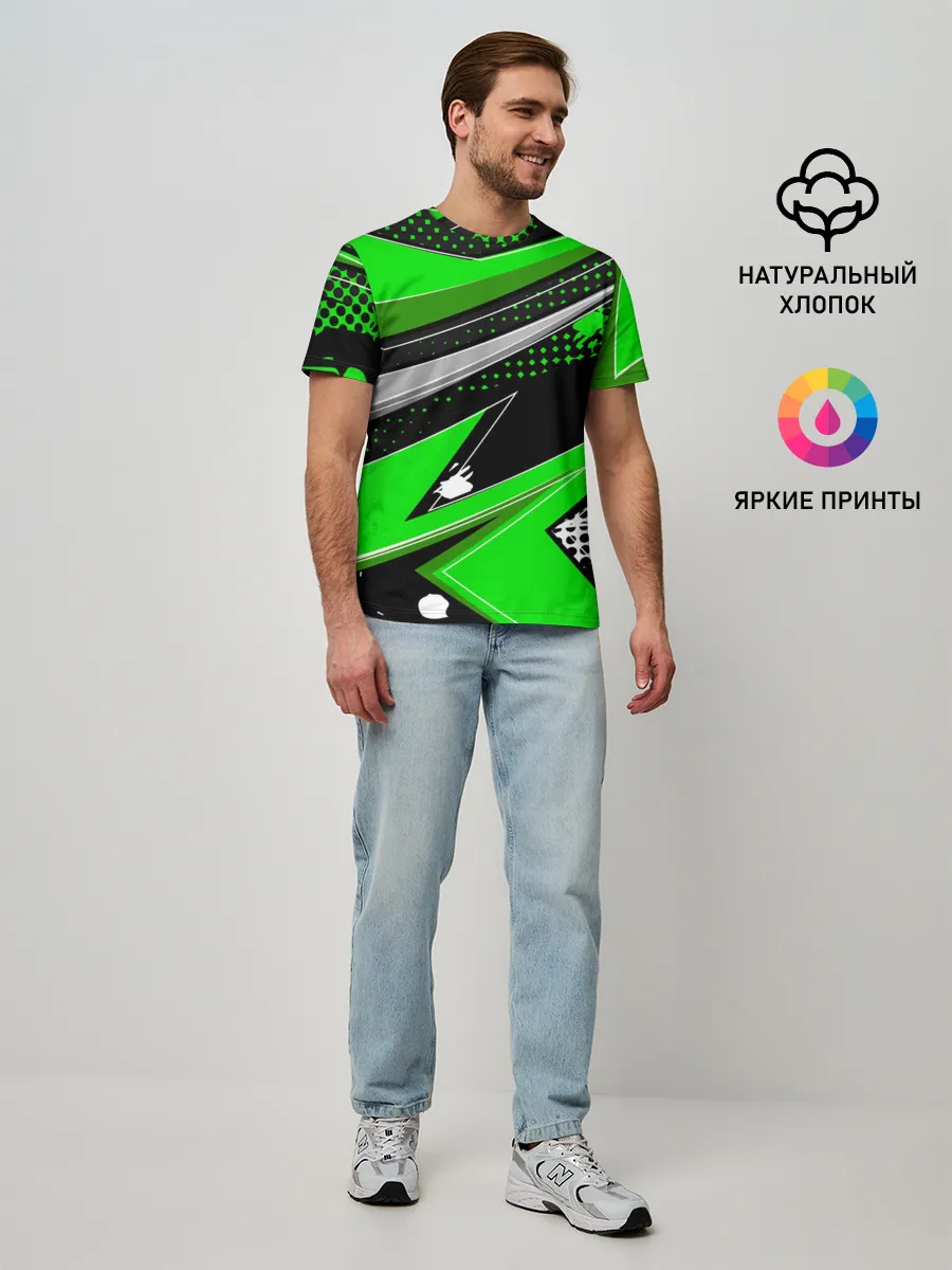 Мужская базовая футболка / Зеленая краска