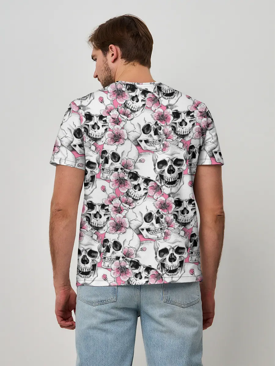 Мужская базовая футболка / Черепа в цветах