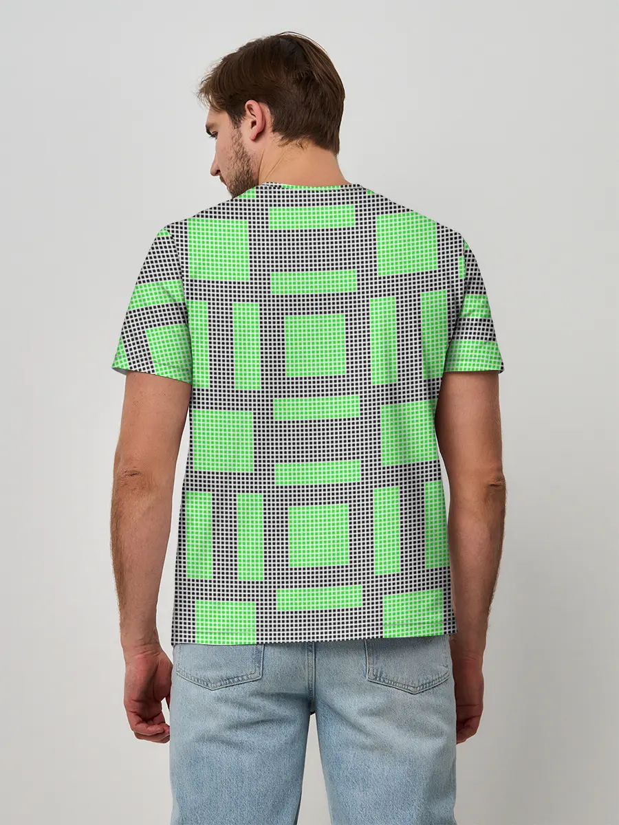 Мужская базовая футболка / Пиксели зеленые