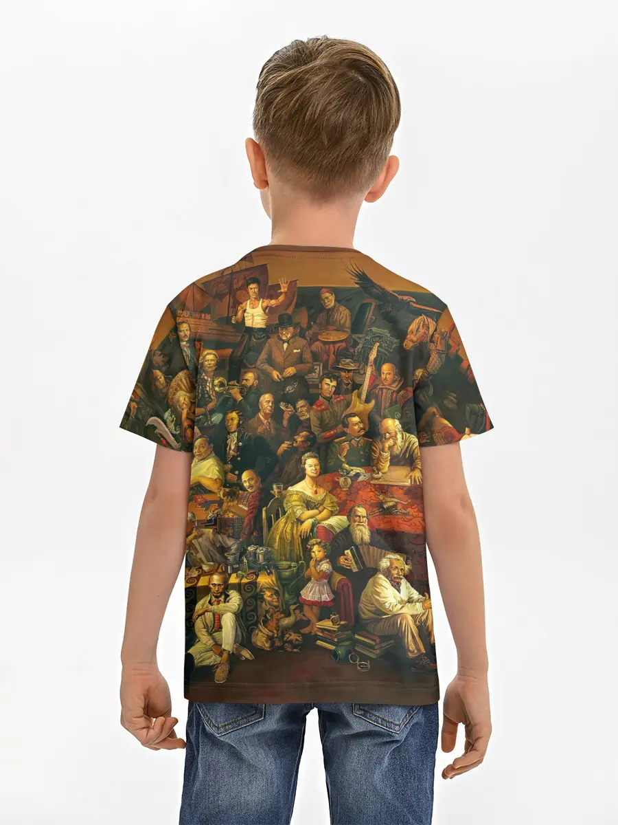 Детская базовая футболка / 100 ЗНАМЕНИТЫХ ЛЮДЕЙ КАРТИНА