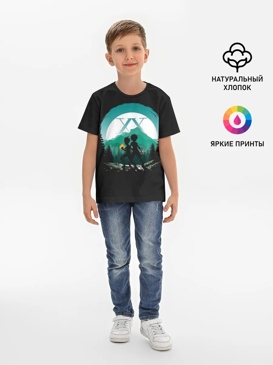 Детская базовая футболка / HH в круге бирюзовом