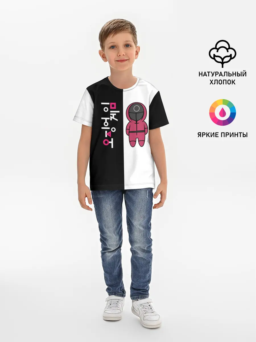 Детская базовая футболка / ЛОГОТИП И ОХРАНА | ИГРА В КАЛЬМАРА
