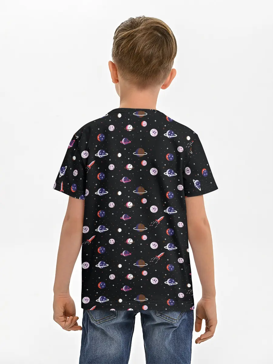 Детская базовая футболка / Космический Паттерн