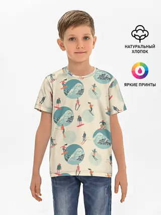 Детская базовая футболка / лыжники