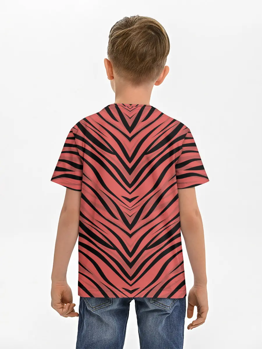 Детская базовая футболка / Полосатый тигровый узор