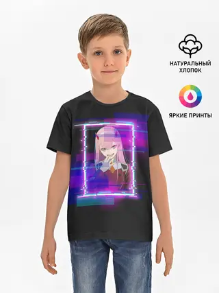Детская базовая футболка / Ноль Два. Неоновая Рамка