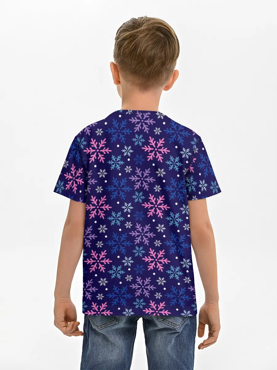 Детская базовая футболка / Ночные Снежинки