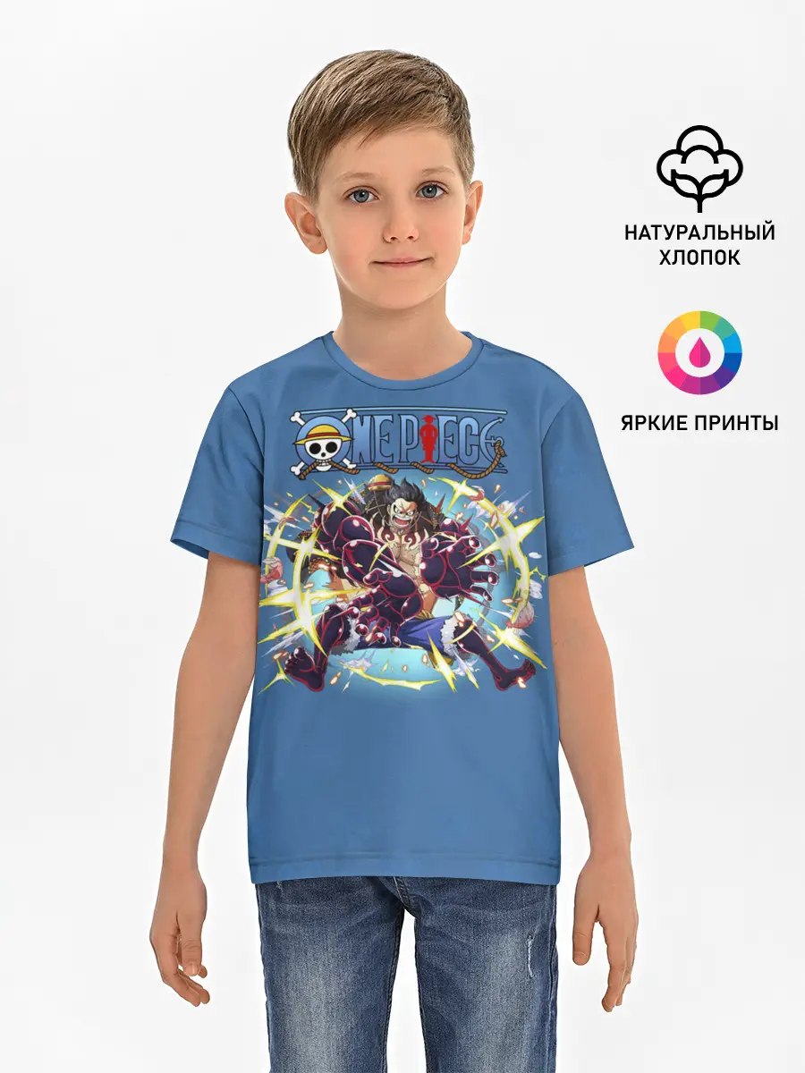 Детская базовая футболка / Атака Луффи взрыв | One Piece
