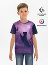 Детская базовая футболка / Бабочка кот силуэт фиолетовый