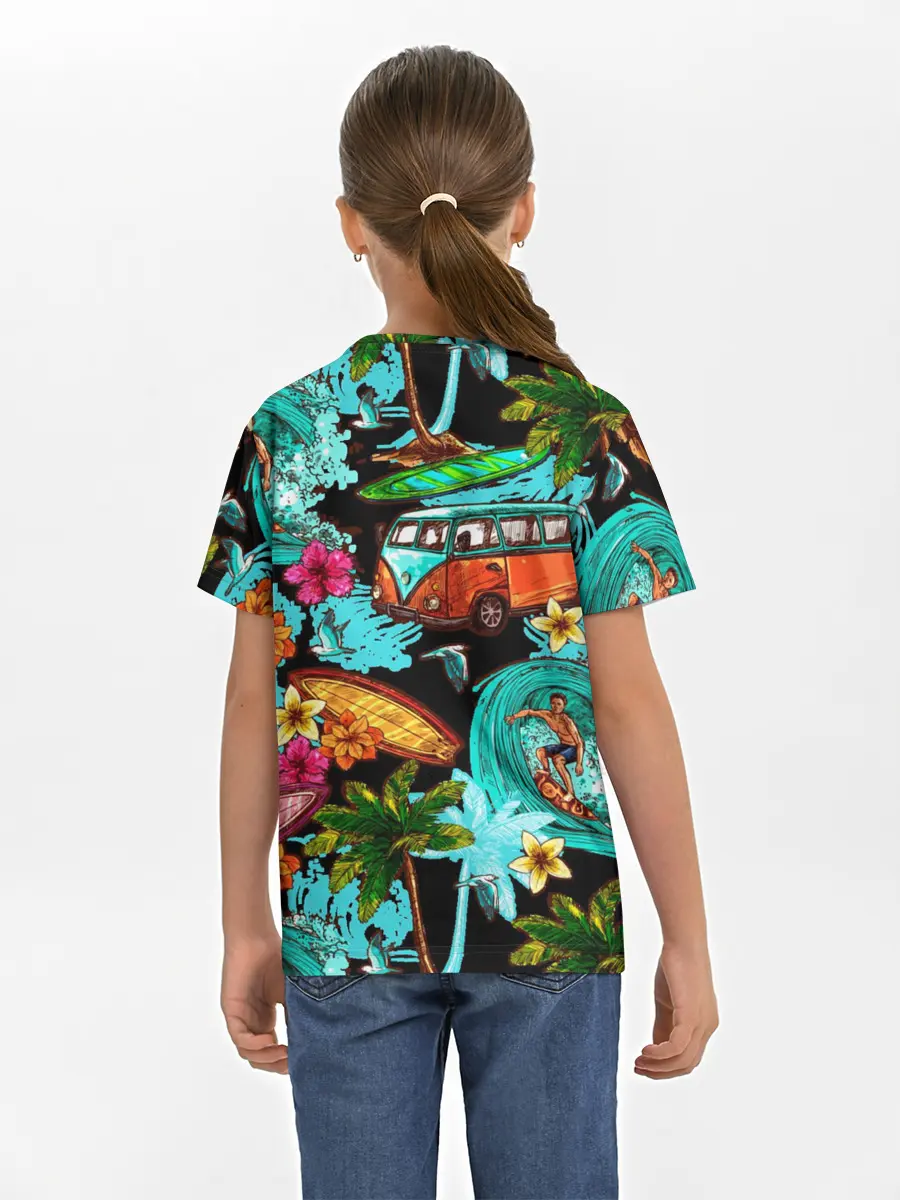 Детская базовая футболка / Пальмы, волны, серфинг