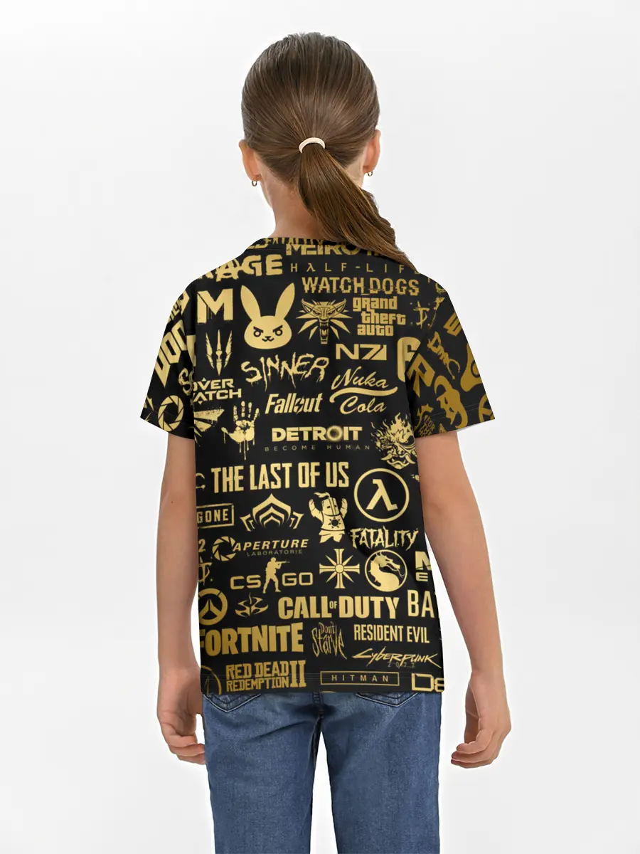 Детская базовая футболка / ЛОГОТИПЫ ИГР ЗОЛОТО | GOLDEN