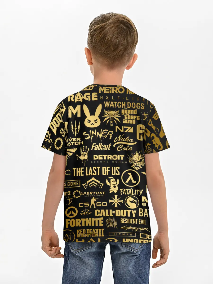 Детская базовая футболка / ЛОГОТИПЫ ИГР ЗОЛОТО | GOLDEN