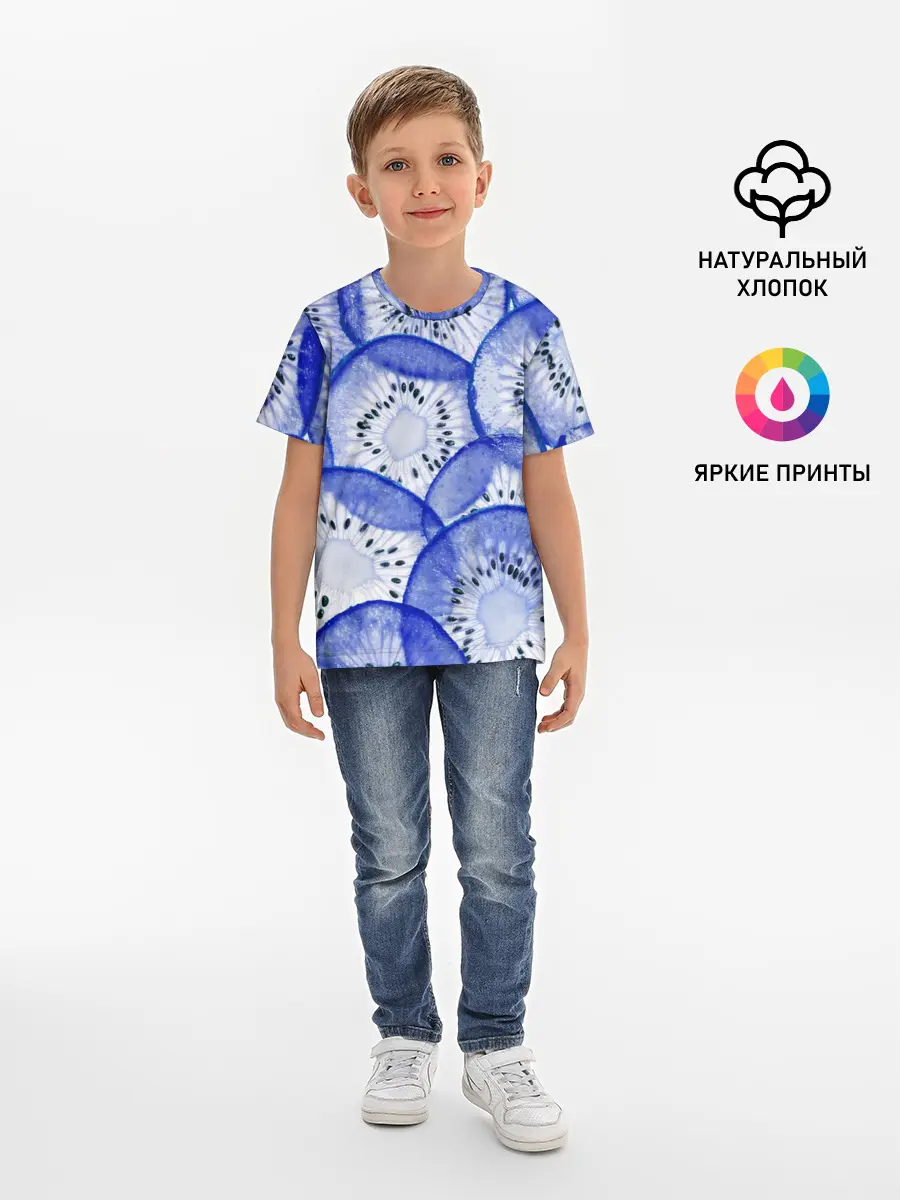 Детская базовая футболка / Синий Киви