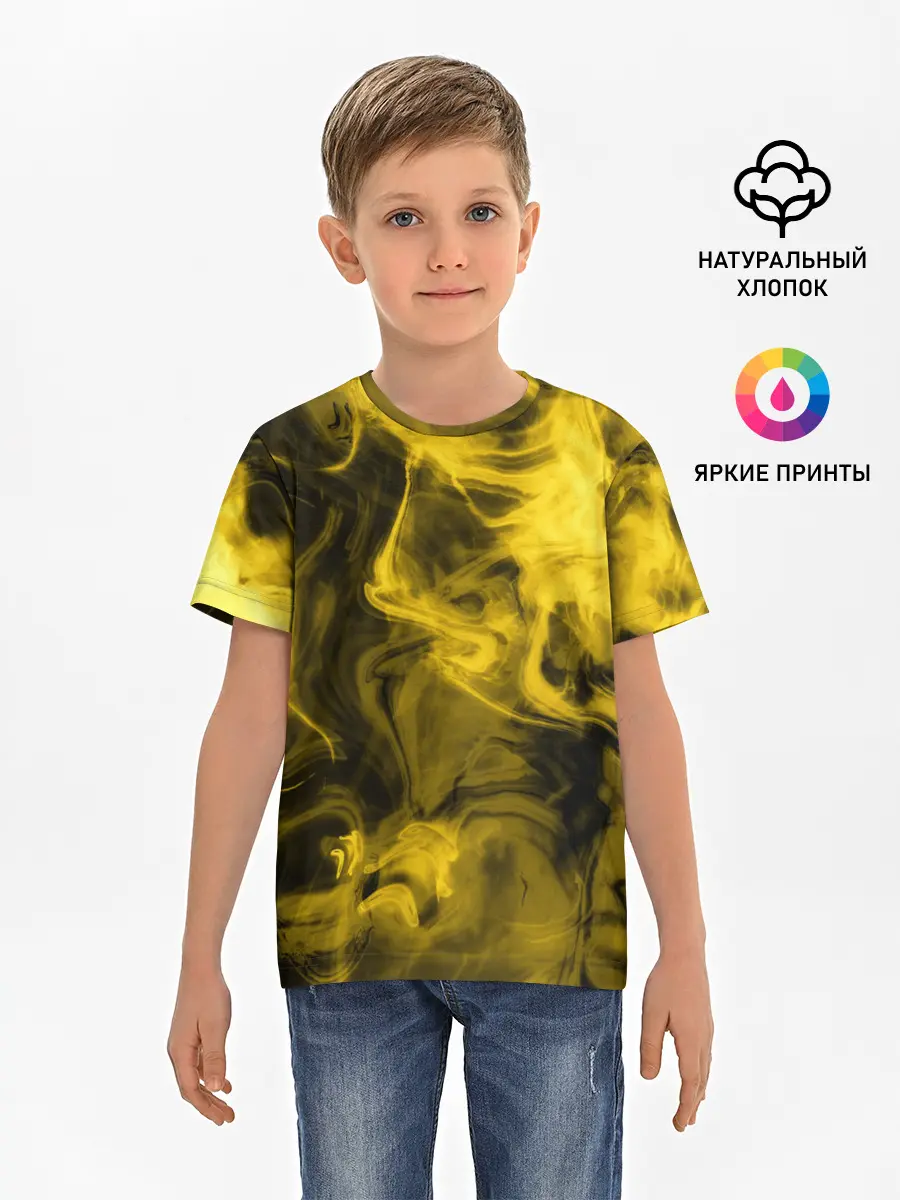 Детская базовая футболка / Желтый Неоновый Дым