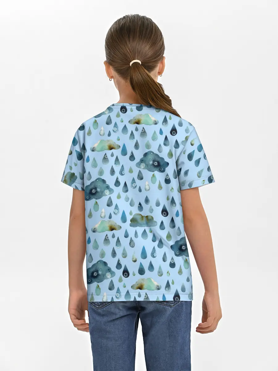 Детская базовая футболка / Дождливая осень.Тучки и дождь