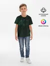 Детская базовая футболка / Темно-зеленый мраморный узор