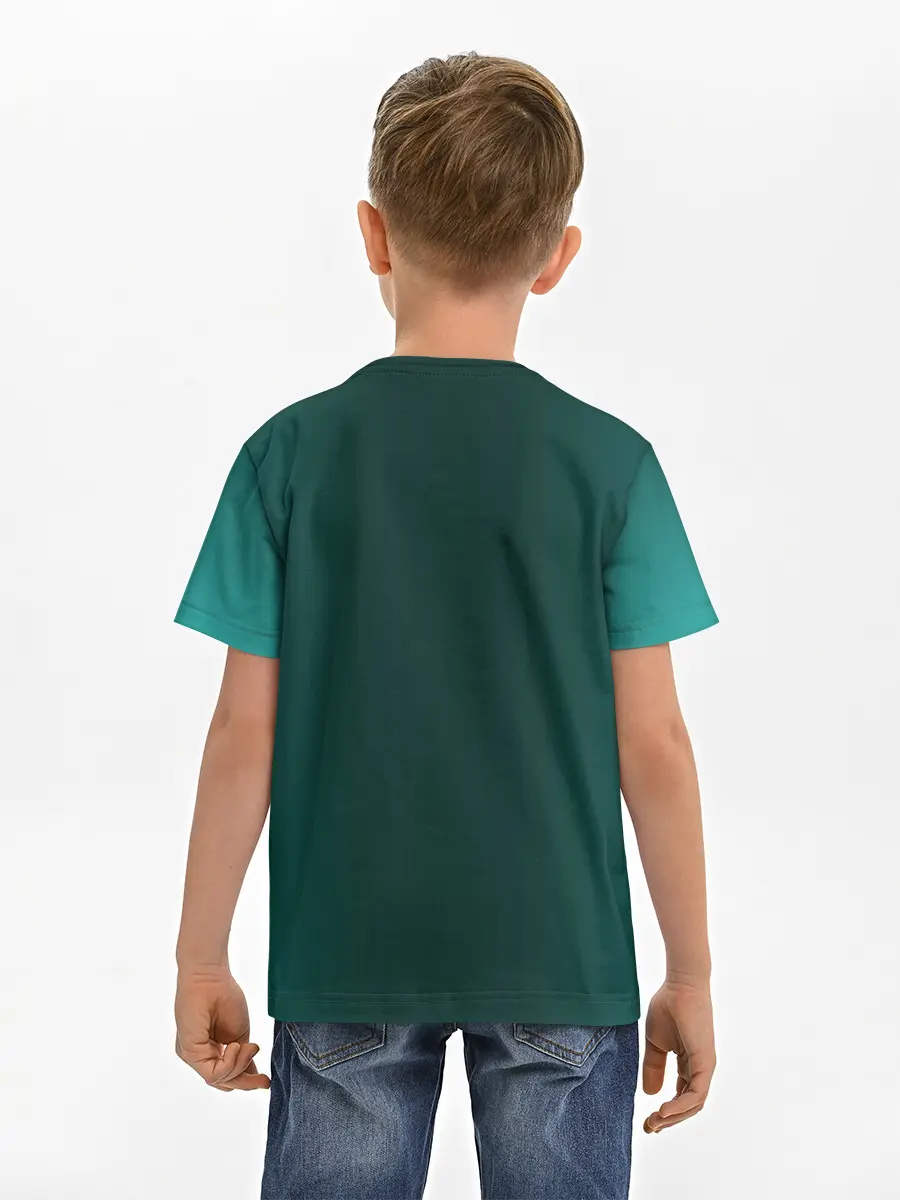 Детская базовая футболка / Дракон Хаку зеленый градиент