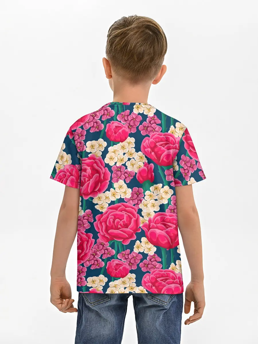 Детская базовая футболка / Поле роз