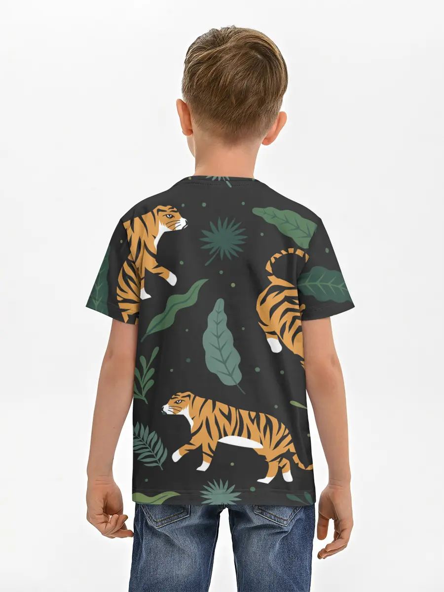 Детская базовая футболка / Тропический тигр