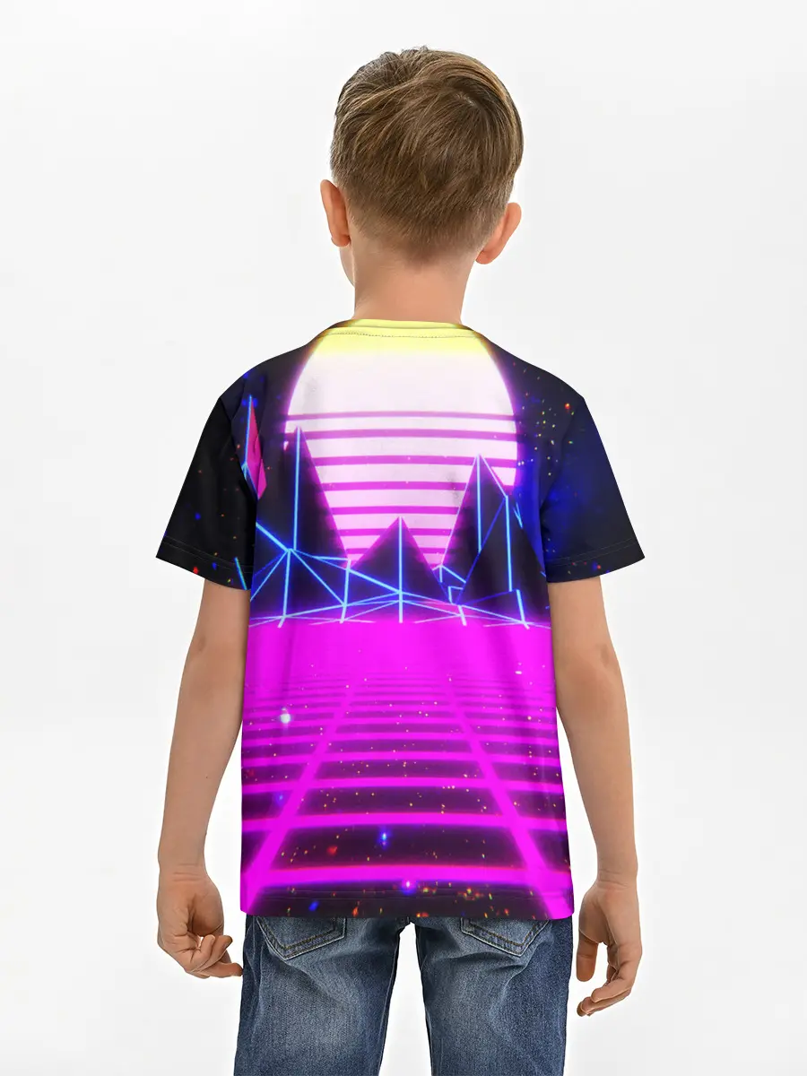 Детская базовая футболка / Ретро Стиль неон